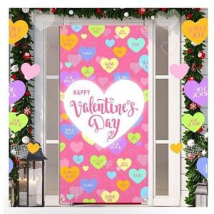 Happy Valentine's Day Door Cover Valentines Day Party Decoration Pink White L...